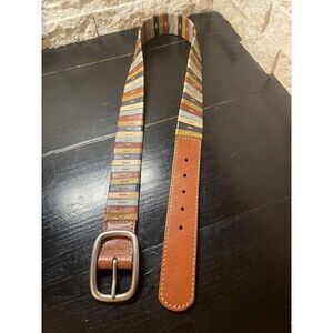 Fossil Belt Sz M genuine leather multicolor Boho Comfy Stretchy Adjustable